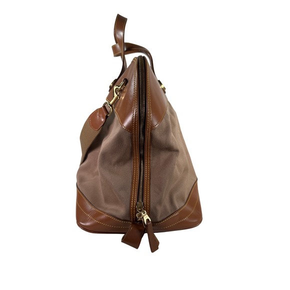 VTG Dooney & Bourke Vintage Canvas Leather Travel Weekender Bag Tan Brown - Picture 3 of 13